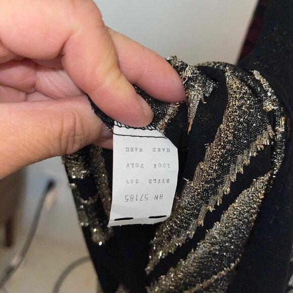 Desiree New York Paris Vintage Womens Dress Size 12 Black Sheer Metallic Midi - Picture 9 of 9